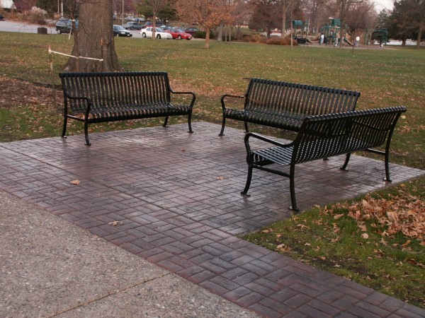Decorative Concrete In A Park With Benches Atop By Kelly Designs In Concrete