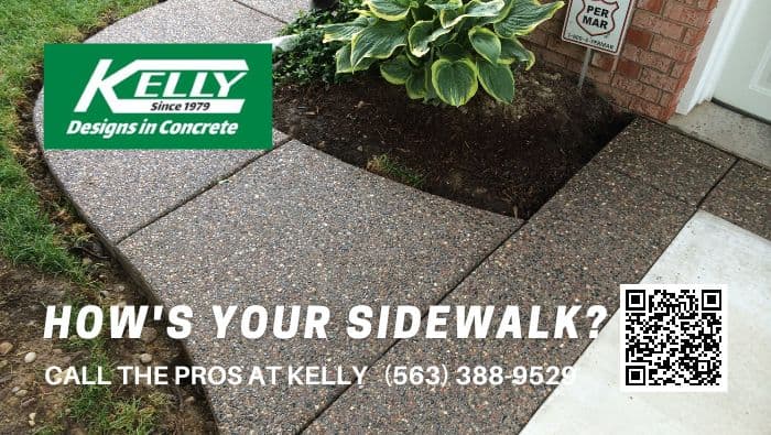 Kelly Designs In Concrete 5122 West Kimberly Rd Davenport, IA 52806 563-388-9529 Concrete Sidewalk